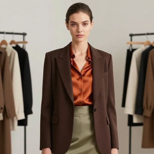 AI カラー分析のユーザー写真。女性ポートレート、ナチュラルメイク、シーズン配色コーデ。