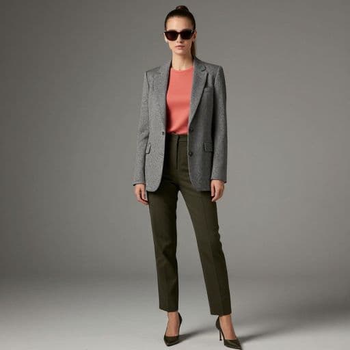 AI カラー分析のユーザー写真。自然光の正面ポートレート、シーズン提案に沿ったスタイリング。